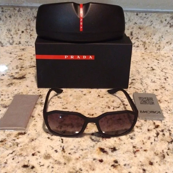 Prada polarized sunglasses matte black 02V made in Italy PR C08S Prada Sunglasses 16K90T Black - eye-oo.com main image 4